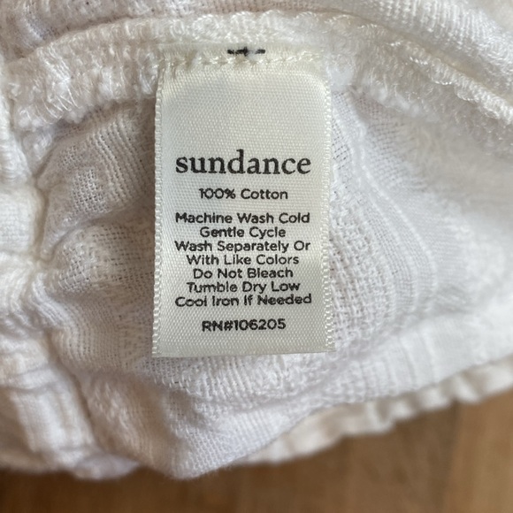 Sundance Coastline White Pants petite small 100%Cotton Stretch Waist Beachy Boho - Picture 9 of 10